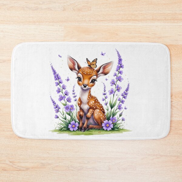 Item preview, Cute Baby Deer with Violet Flower February Birth Month Art designed and sold by AQUILAKREO.