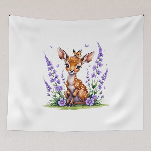 Item preview, Cute Baby Deer with Violet Flower February Birth Month Art designed and sold by AQUILAKREO.