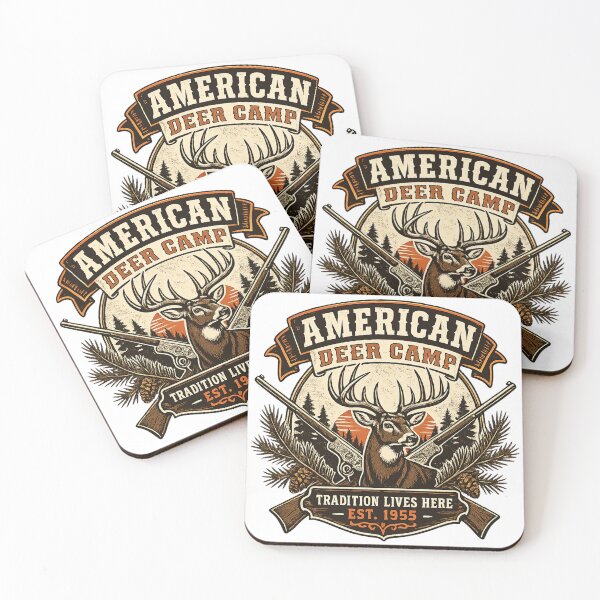 Item preview, American Deer Camp – Vintage Hunting Tradition Buck Sunset Retro Design designed and sold by SaDesign99.