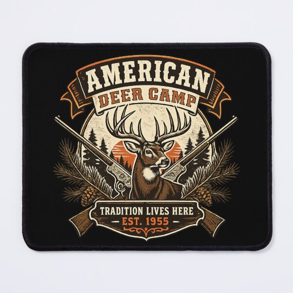 Item preview, American Deer Camp – Vintage Hunting Tradition Buck Sunset Retro Design designed and sold by SaDesign99.