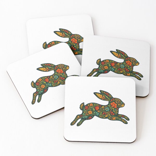 Item preview, Floral Hare Folk Art – Botanical Rabbit Design designed and sold by LONE SPIRIT CO..