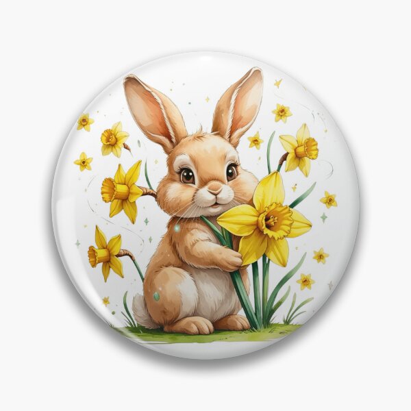 Item preview, Cute Bunny with Daffodil Flower March Birth Month Art designed and sold by AQUILAKREO.