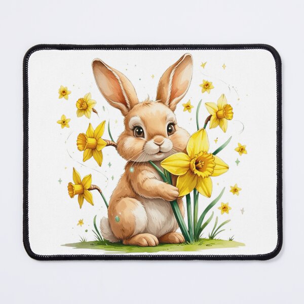 Item preview, Cute Bunny with Daffodil Flower March Birth Month Art designed and sold by AQUILAKREO.