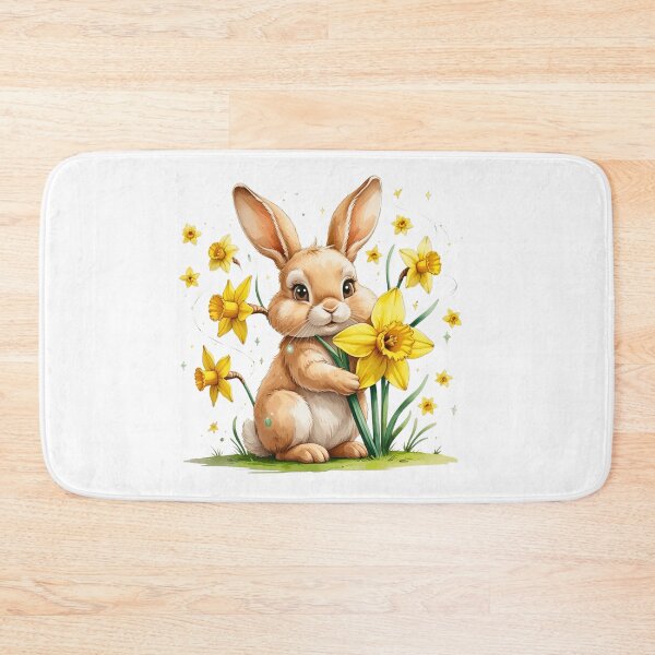 Item preview, Cute Bunny with Daffodil Flower March Birth Month Art designed and sold by AQUILAKREO.