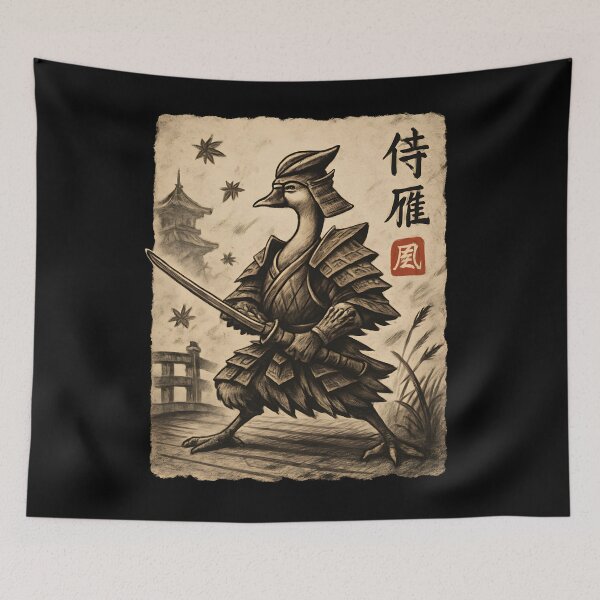 Item preview, Samurai Crane Warrior Vintage Ink Illustration designed and sold by SiarheiYur.