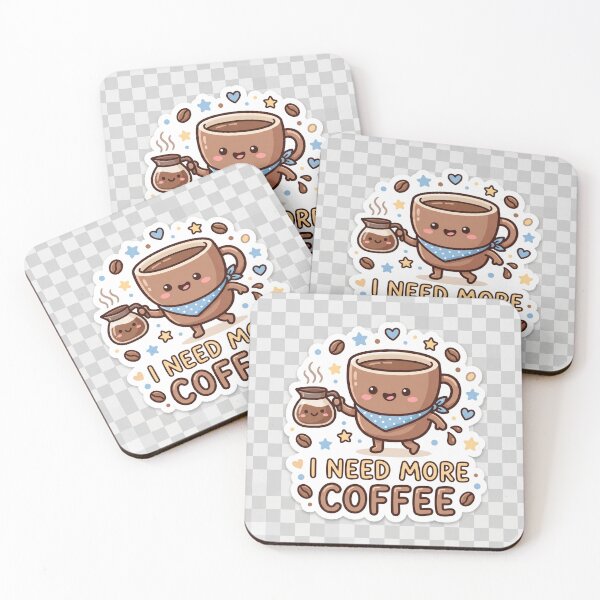 Item preview, I Need More Coffee Funny Kawaii Coffee Cup Sticker designed and sold by R & K Fashions.