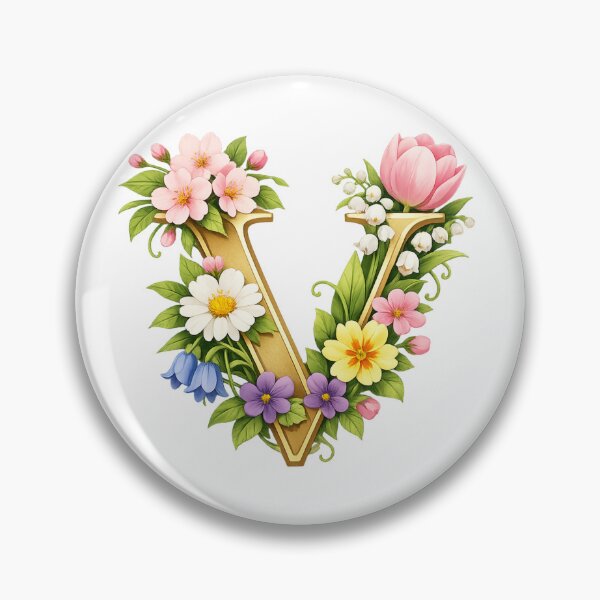 Item preview, Unique spring magic – your personal floral monogram “V” designed and sold by CoolContent Factory.