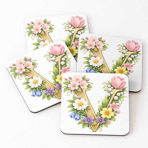 Item preview, Unique spring magic – your personal floral monogram “V” designed and sold by CoolContent Factory.