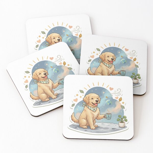 Item preview, Smiling Dog Drinking Coffee on the Moon – Cute Space Sticker designed and sold by wildbest.