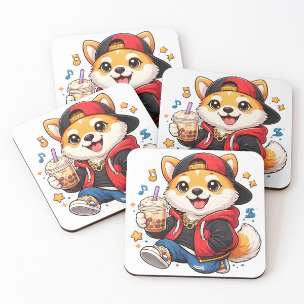 Item preview, Cool Shiba Inu Rapper with Boba and Backwards Cap Sticker designed and sold by  Artify Lab.