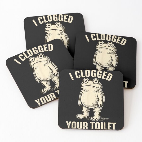 Item preview, Funny I Clogged Your Toilet Frog Retro Vintage Illustration Humorous Quote designed and sold by MariCanal.
