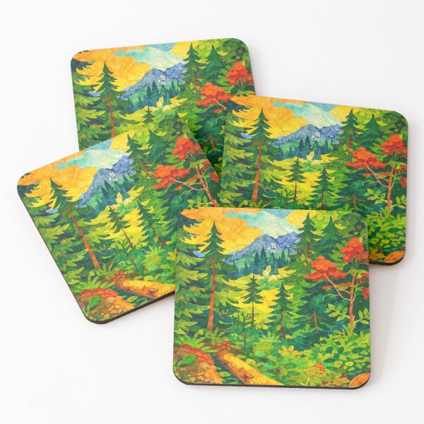 Item preview, Pine Forest, Colorful Alps Panorama, Mixed Media Digital Collage designed and sold by SWSandraWechner.