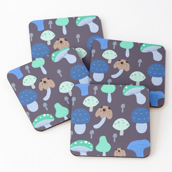 Item preview, Cute Colorful Autumn Mushrooms (Night Forest) designed and sold by Designs by Sara Felton.