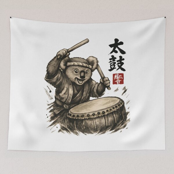 Item preview, Koala Taiko Drummer Japanese Ink Style designed and sold by SiarheiYur.