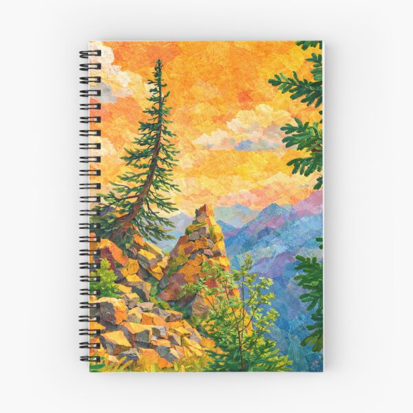 Item preview, Pine tree rising from the Stone, Colorful Alps Panorama, Mixed Media Digital Collage designed and sold by SWSandraWechner.