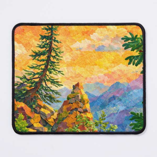 Item preview, Pine tree rising from the Stone, Colorful Alps Panorama, Mixed Media Digital Collage designed and sold by SWSandraWechner.