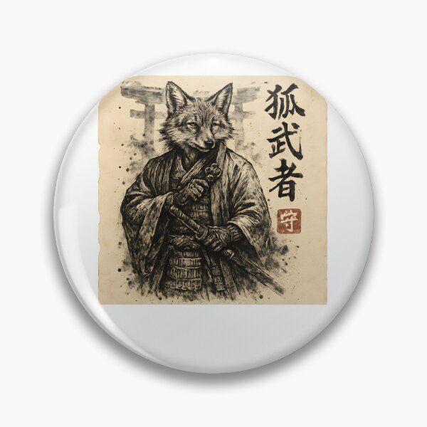 Item preview, Samurai Fox Warrior Traditional Ink Portrait designed and sold by SiarheiYur.