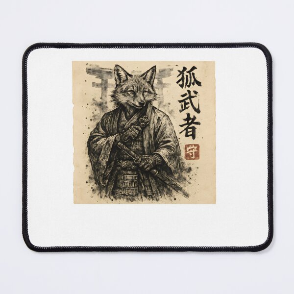 Item preview, Samurai Fox Warrior Traditional Ink Portrait designed and sold by SiarheiYur.