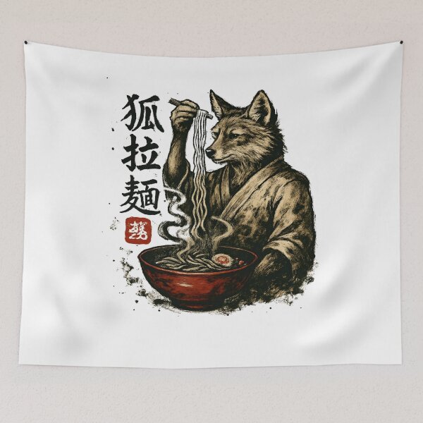 Item preview, Fox Ramen Master Japanese Ink Style Scene designed and sold by SiarheiYur.