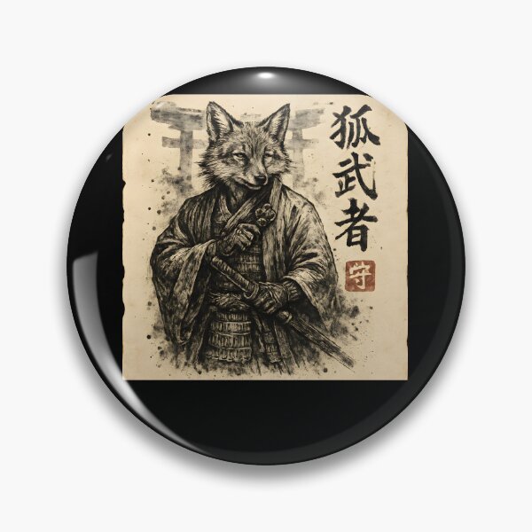 Item preview, Samurai Fox Warrior Traditional Ink Portrait designed and sold by SiarheiYur.