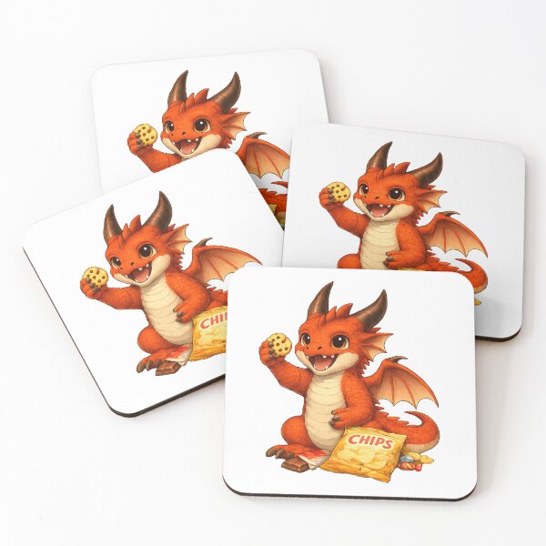 Item preview, Cute Snack Dragon Eating Cookies & Chips designed and sold by Hatchling Hollow.