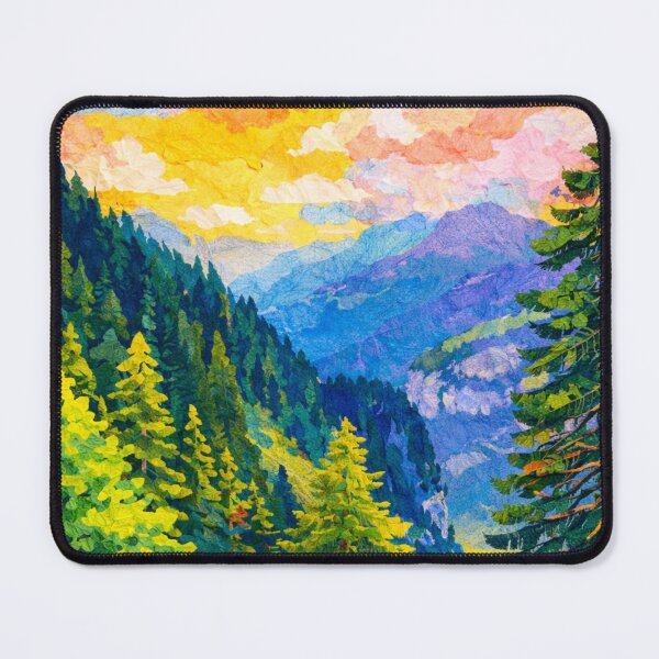 Item preview, Path through the Pine Forest, Colorful Alps Panorama, Mixed Media Digital Collage designed and sold by SWSandraWechner.