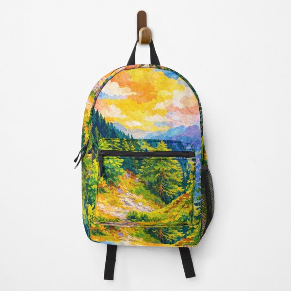 Item preview, Path through the Pine Forest, Colorful Alps Panorama, Mixed Media Digital Collage designed and sold by SWSandraWechner.