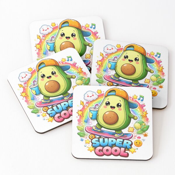Item preview, Super Cool Avocado on Skateboard with Rainbow Sticker designed and sold by  Artify Lab.