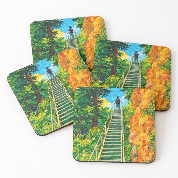Item preview, Climb the Stairs, Colorful Hiking Panorama, Mixed Media Digital Collage designed and sold by SWSandraWechner.