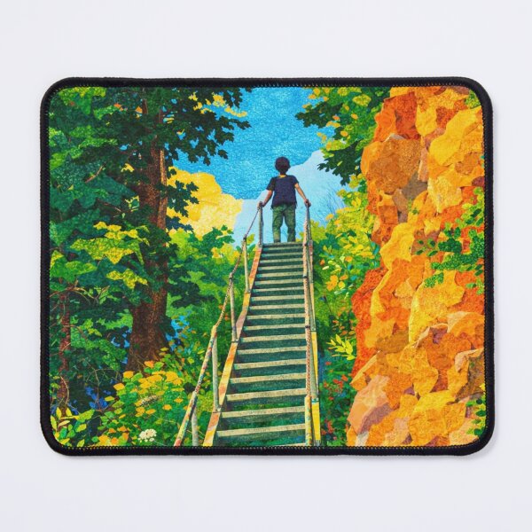 Item preview, Climb the Stairs, Colorful Hiking Panorama, Mixed Media Digital Collage designed and sold by SWSandraWechner.