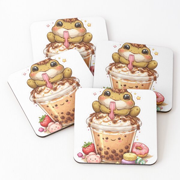 Item preview, Cute Frog on Boba Tea with Sweets Sticker designed and sold by  Artify Lab.