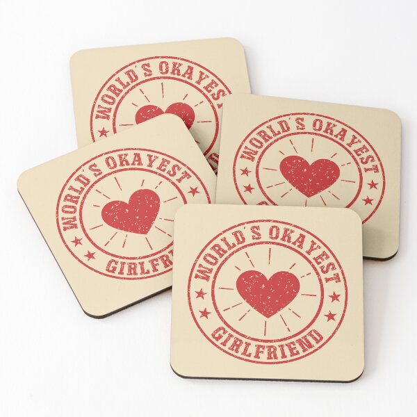 Item preview, World’s Okayest Girlfriend Funny Heart Badge Cute Girlfriend Gift  designed and sold by Dmetalx Art Apparel.