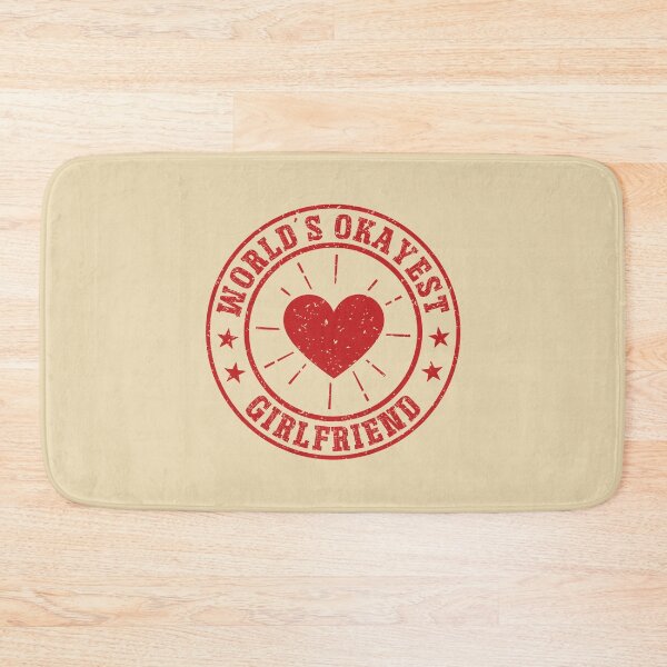 Item preview, World’s Okayest Girlfriend Funny Heart Badge Cute Girlfriend Gift  designed and sold by Dmetalx Art Apparel.