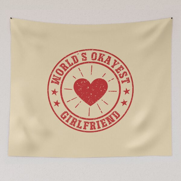 Item preview, World’s Okayest Girlfriend Funny Heart Badge Cute Girlfriend Gift  designed and sold by Dmetalx Art Apparel.