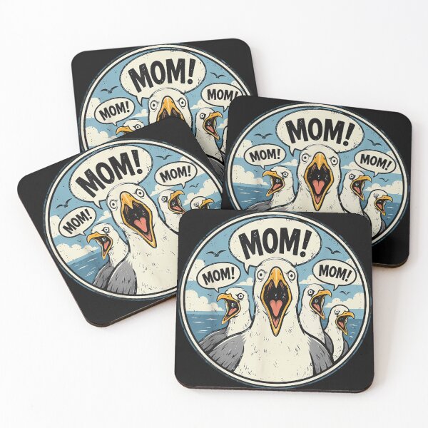 Item preview, Funny Screaming Seagulls Asking for Mom Seagull Circle Badge Retro Art designed and sold by LittleNhutton.