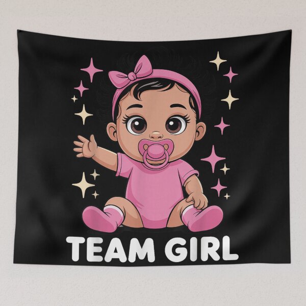 Item preview, Team Girl Gender Reveal Cute Baby Girl with Pink Bow Illustration designed and sold by LittleNhutton.