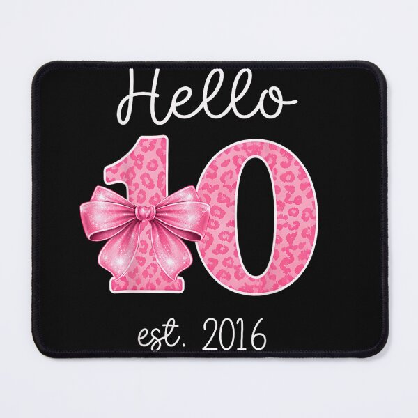 Item preview, Hello 10 Est 2016 Pink Leopard Print Bow 10th Birthday Girl designed and sold by LittleNhutton.