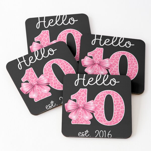 Item preview, Hello 10 Est 2016 Pink Leopard Print Bow 10th Birthday Girl designed and sold by LittleNhutton.