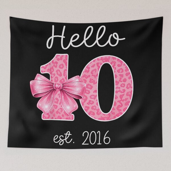 Item preview, Hello 10 Est 2016 Pink Leopard Print Bow 10th Birthday Girl designed and sold by LittleNhutton.