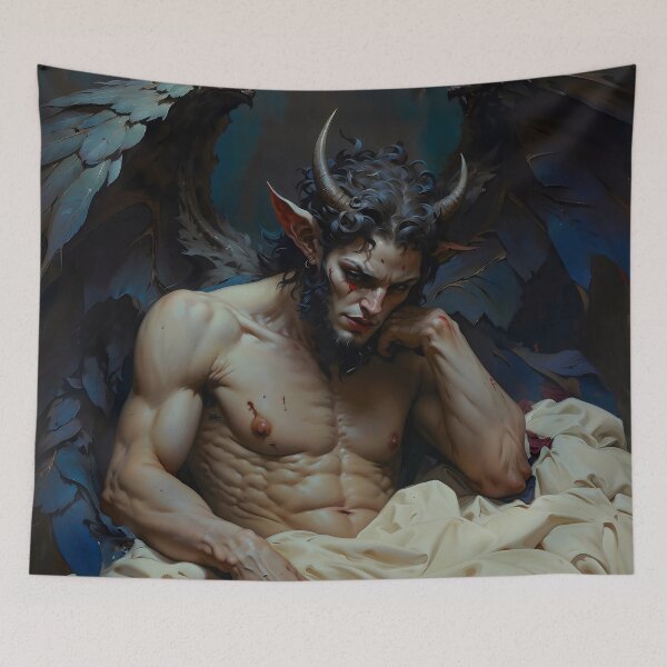 Item preview, Sad Satyr Winged Demon Gothic Art designed and sold by DarkHolyQueen.