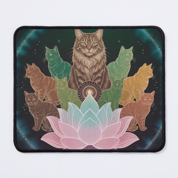 Item preview, Cats around the Lotus flower. designed and sold by Lilashakti ⭐️ ⭐️ ⭐️ ⭐️ ⭐️.