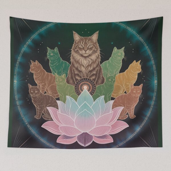 Item preview, Cats around the Lotus flower. designed and sold by Lilashakti ⭐️ ⭐️ ⭐️ ⭐️ ⭐️.