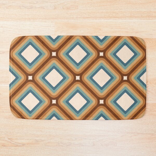 Item preview, Mid-century Retro Geometric Pattern -  Chocolate browns, Blue and Beige designed and sold by JMgraphic.