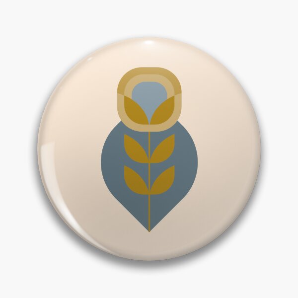 Item preview, Retro Mid Century Modern Flowers - Mustard Gold and Dusty Blue designed and sold by JMgraphic.