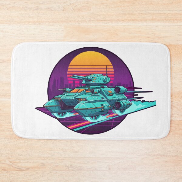 Item preview, Retro Futuristic Hover Tank Neon Cit.y Vaporwave Design designed and sold by The-T-In-Retro.