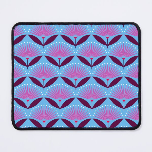 Item preview, Mid century modern fan flowers in pink and bliue designed and sold by Jennifer Ladd.