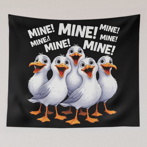 Item preview, Funny Mine Mine Seagulls Birds Group Coastal Beach Humor Cartoon Art designed and sold by YubitaLeLe.