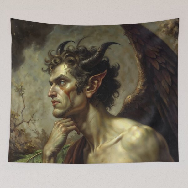 Item preview, Pensive Satyr Gothic Mythological Portrait designed and sold by DarkHolyQueen.