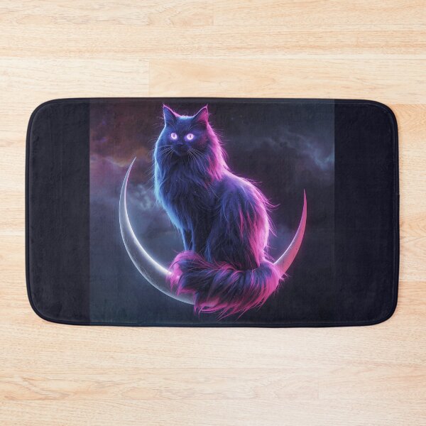 Item preview, Mystical Cosmic Cat on Crescent Moon - Neon Purple Galactic Art designed and sold by UnRealS.