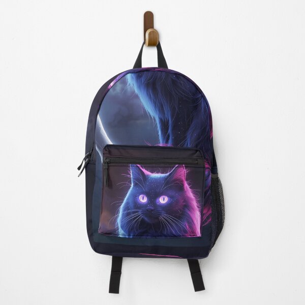 Item preview, Mystical Cosmic Cat on Crescent Moon - Neon Purple Galactic Art designed and sold by UnRealS.